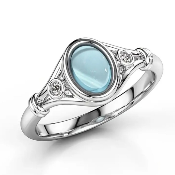 🎀925 Sky Blue Cats Eyes Ring - Picture 4 of 4